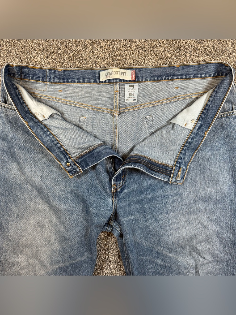 Levis 560 Jeans Mens 46x32 Blue Comfort Fit Loose Tapered Leg Denim Pants Y2K - Picture 4 of 9
